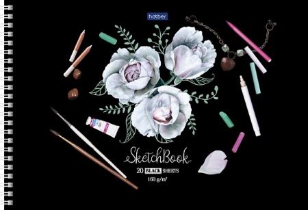 `Premium` АЛЬБОМ для рис. SketchBook 20л А4ф блок из черн. Бум на греб.-Нежные цветы- 20А4Aгр_23425 - купить в интернет-магазине «Буратино»