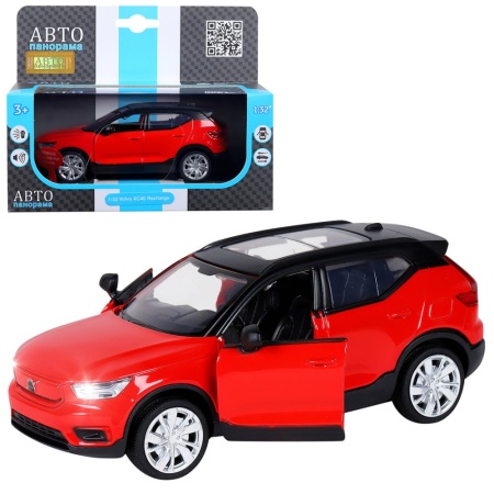 ТМ "Автопанорама" Машинка металл.1:32 Volvo XC40 Recharge, красный, инерция, свет, звук, откр. двери - купить в интернет-магазине «Буратино»