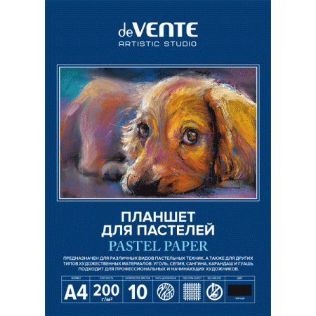 Планшет для пастели A4 10 "deVENTE. ARTISTIC STUDIO" блок черная бумага 200 г/м?, холст 2135300 - купить в интернет-магазине «Буратино»