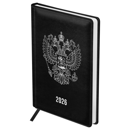 Ежедневник датированный 2026г., А5, 176л., твердый переплет, кожзам, BG "Орел", черный DdА5_09309 - купить в интернет-магазине «Буратино»