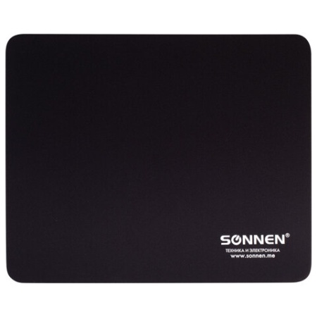 Коврик для мыши SONNEN "BLACK", резина + ткань, 220х180х3 мм, 513309 - купить в интернет-магазине «Буратино»