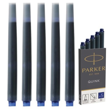 Картриджи чернильные PARKER "Cartridge Quink", КОМПЛЕКТ 5 штук, синие, 1950384 142388 - купить в интернет-магазине «Буратино»