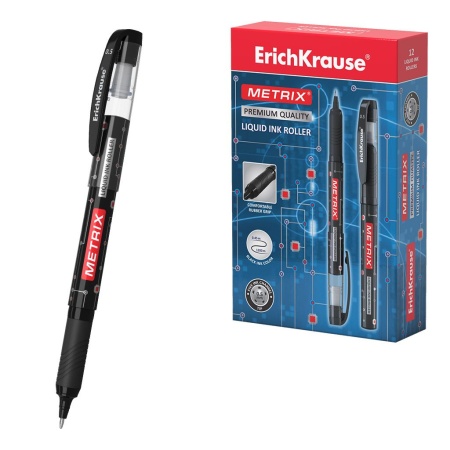 Ручка-роллер ErichKrause MetrixR Stick&Grip Classic 0.5, цвет чернил черный (в коробке по 12 шт.) 45 - купить в интернет-магазине «Буратино»