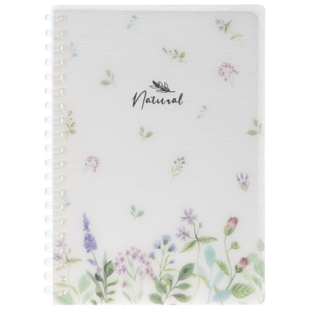 Записная книжка 80л B6ф клетка Пластиковая обложка на мягкой спирали -NATURAL FLOWERS- 092988 - купить в интернет-магазине «Буратино»