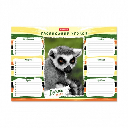 Расписание уроков ErichKrauseR Lemur Style, А4 49715 - купить в интернет-магазине «Буратино»
