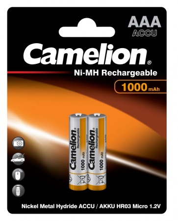 Аккумулятор Camelion R03  1000mAh Ni-MH BL2 (цена за блистер2шт) - купить в интернет-магазине «Буратино»