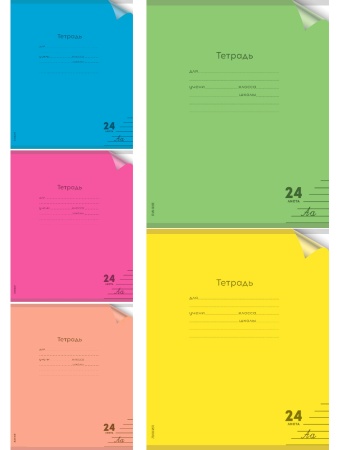 Тетрадь ЛИНИЯ 24л. цвет.пласт.обл. plastic cover НЕОН (24-1348) ассорти 5 цветов - купить в интернет-магазине «Буратино»