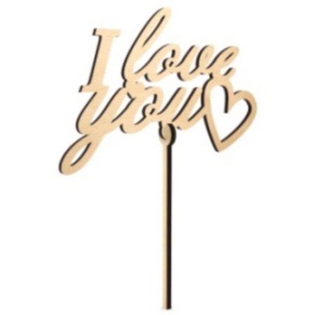 Топпер "I love you" (12*8 cм) береза Т-1232 Т-1232 - купить в интернет-магазине «Буратино»