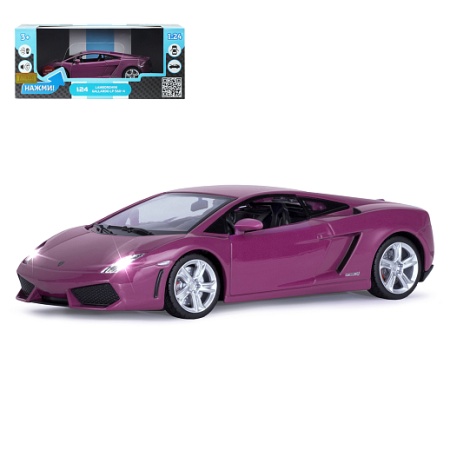 ТМ "Автопанорама" Машинка металлическая 1:24 Lamborghini Gallardo, розовый, откр. двери и багажник, - купить в интернет-магазине «Буратино»