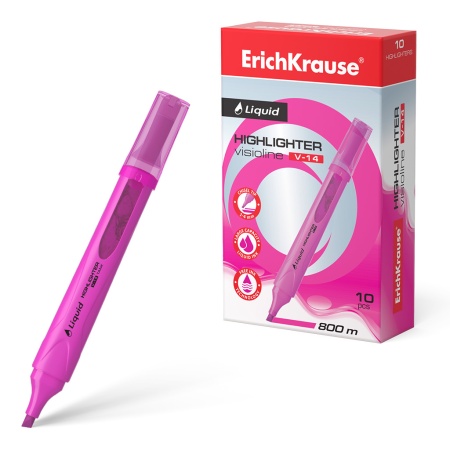 Текстмаркер ErichKrause Liquid Visioline V-14 Neon, цвет чернил розовый (в коробке по 10 шт.) 56029 - купить в интернет-магазине «Буратино»