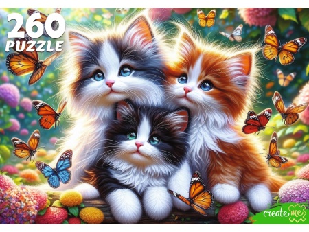 ПАЗЛЫ 260 элементов. КОТЯТА И БАБОЧКИ (арт. Х260-4549) Х260-4549 - купить в интернет-магазине «Буратино»