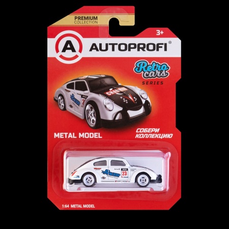 Машинка коллекционная 1:64, Серия RETRO CARS (VW Beetle), RET-002, чёрн./белый, 1/64/128 RET-002 BK/ - купить в интернет-магазине «Буратино»