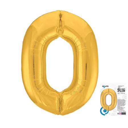 Шар (40''/102 см) Цифра, 0 Slim, Золото, 1 шт. в уп. 754696 - купить в интернет-магазине «Буратино»