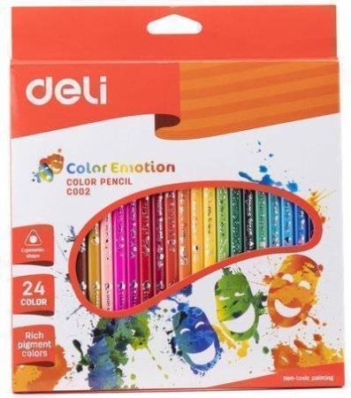 Карандаши цветные Deli Color Emotion EC00220 трехгран. липа 24цв. коробка/европод. - купить в интернет-магазине «Буратино»