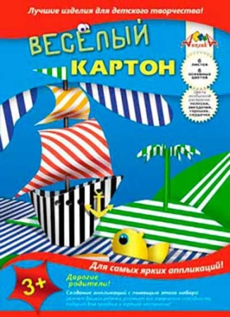 Цв. картон веселый двустор. А4 6л. 6цв. папка "Полоски" С0151-01 - купить в интернет-магазине «Буратино»