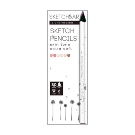 СКЕТЧ КАРАНДАШИ ЦВЕТНЫЕ "SKETCH&ART" УТОЛЩЕННЫЕ, ГРИФЕЛЬ 4 ММ, "ПОРТРЕТ" 6 ЦВ. 30-0118/04 - купить в интернет-магазине «Буратино»