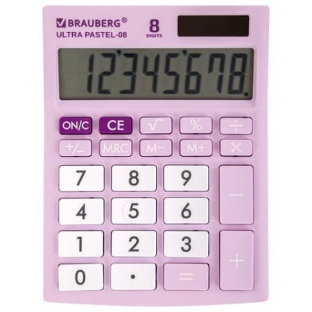 Калькулятор настольный BRAUBERG ULTRA PASTEL-08-PR, КОМПАКТНЫЙ (154x115 мм), 8 разрядов, двойное пит - купить в интернет-магазине «Буратино»