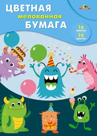 Цветная бумага А4 мелован.16л.,16цв."Весёлый праздник" С0947-20 - купить в интернет-магазине «Буратино»