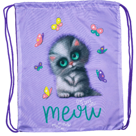 Сумка для сменной обуви "Attomex. Meow Cat" 35x43 см, 1 отделение 7048400 - купить в интернет-магазине «Буратино»