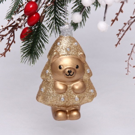 Ёлочная игрушка "Медвежонок-ёлочка! 7,5*5*12 см, шампань - купить в интернет-магазине «Буратино»