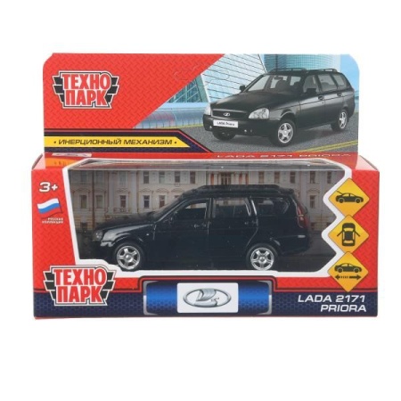 Машина металл LADA PRIORA длина 12 см, двери,багаж,инерц,черный, в кор. Технопарк в кор.2*36шт - купить в интернет-магазине «Буратино»