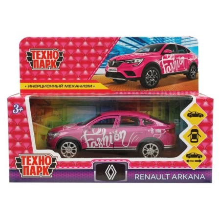 Машина металл RENAULT ARKANA ДЛЯ ДЕВОЧЕК 12 см, двер, багаж, инер, роз, кор. Технопарк в кор.2*36шт - купить в интернет-магазине «Буратино»