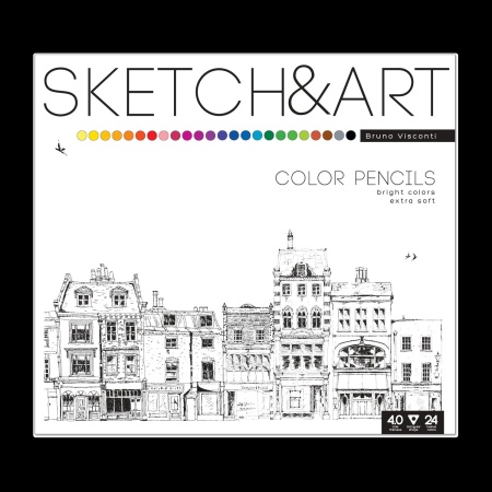 СКЕТЧ КАРАНДАШИ цветные "SKETCH&ART" 24 ЦВ. в металлической коробке 30-0042 - купить в интернет-магазине «Буратино»