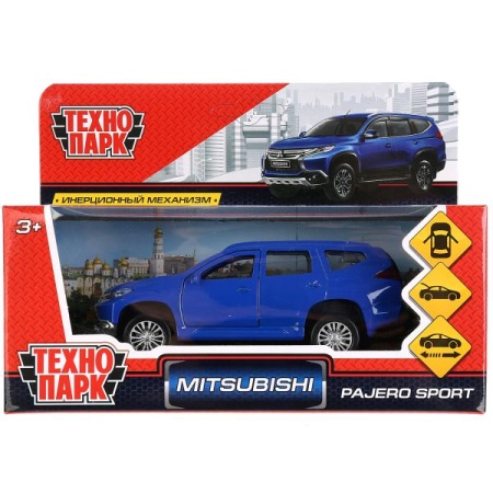 Машина металл MITSUBISHI PAJERO SPORT 12 см, двери, баг, инер, СИНИЙ, кор. Технопарк в кор.2*36шт PA - купить в интернет-магазине «Буратино»