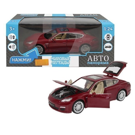 ТМ "Автопанорама"  Машинка металл. 1:24 Porsche Panamera S, красный, откр. двери, капот и багажник, - купить в интернет-магазине «Буратино»