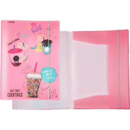 Папка с резинкой "deVENTE. Unicorn Cocktail" A4 (320x235 мм) 400 мкм, 3 клапана, пастельный розовый - купить в интернет-магазине «Буратино»