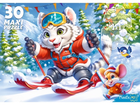 MAXI-ПАЗЛЫ 30 элементов "ТИГР НА ЛЫЖАХ"  (арт.ПМ30-7582) ПМ30-7582 - купить в интернет-магазине «Буратино»