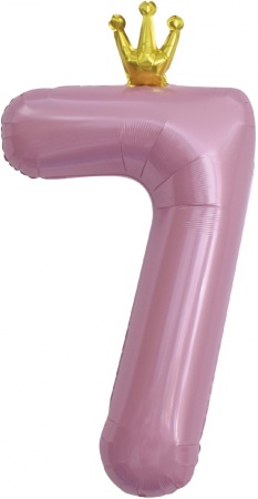 FA 40" Цифра "7" с короной Розовый / Pink (в упаковке) / 1 шт / Китай 131197 - купить в интернет-магазине «Буратино»