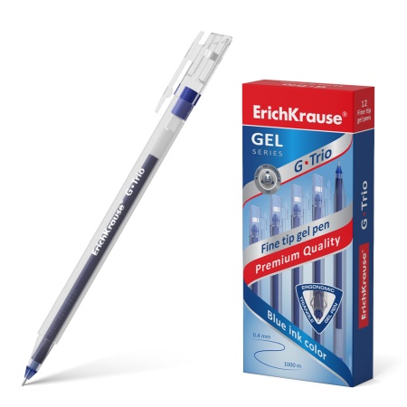 Ручка гелевая ErichKrause G-Trio Stick Classic 0.5, цвет чернил синий (в коробке по 12 шт.) 54532 - купить в интернет-магазине «Буратино»