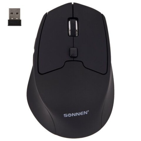 Мышь бесп SONNEN V33, USB, 800/1200/1600 dpi, 6 кнопок, оптическая, черная, SOFT TOUCH, 513517 - купить в интернет-магазине «Буратино»