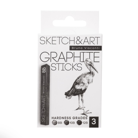 ГРАФИТ ПРЕССОВАННЫЙ "SKETCH&ART", черный, 3 шт в наборе (8B-10B-12B) 25-004 - купить в интернет-магазине «Буратино»