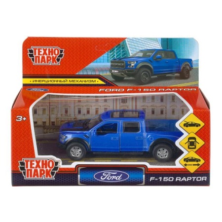 Машина металл FORD F150 RAPTOR 12 см, двери, багаж, инерц, синий, кор. Технопарк в кор.2*36шт - купить в интернет-магазине «Буратино»