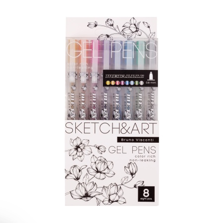 НАБОР ГЕЛЕВЫХ РУЧЕК Sketch&Art "Uni Write.METALLIC",  0.8 мм, 8  цветов 20-0308 - купить в интернет-магазине «Буратино»