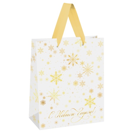 Пакет подарочный 26*32*12см MESHU "Gold snowflake", фольга, матовая ламинация MS_66171 - купить в интернет-магазине «Буратино»