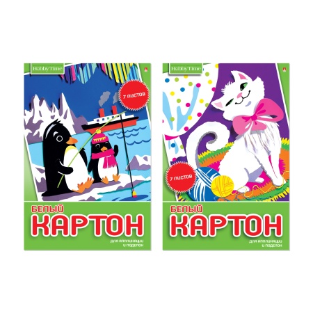 НАБОР БЕЛОГО КАРТОНА А4, 7Л. "ХОББИ ТАЙМ" 2 ВИДА 11-407-268 - купить в интернет-магазине «Буратино»