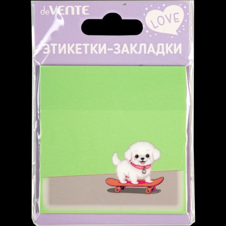 Самоклеящиеся этикетки-закладки "deVENTE. Puppy" пластиковые полупрозр, 76x76 мм, 50 листов, мятные - купить в интернет-магазине «Буратино»