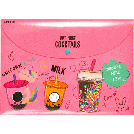 Папка-конверт на кнопке "deVENTE. Unicorn Cocktail" A4 (320x230 мм) 300 мкм, пастельный розовый 3071 - купить в интернет-магазине «Буратино»