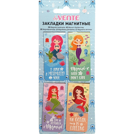 Набор закладок для книг "deVENTE. Mermaid" магнитных бумажных, 4 шт в блистерной упаковке, размеры з - купить в интернет-магазине «Буратино»