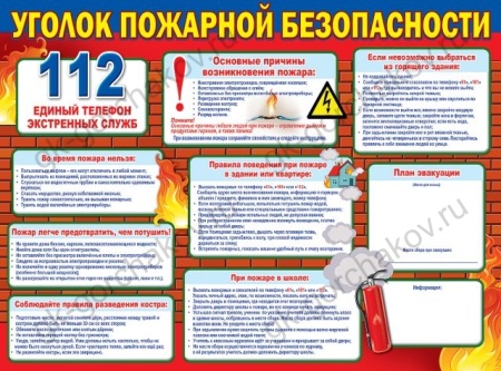 Плакат "Уголок пожарной безопасности" 0801074 - купить в интернет-магазине «Буратино»