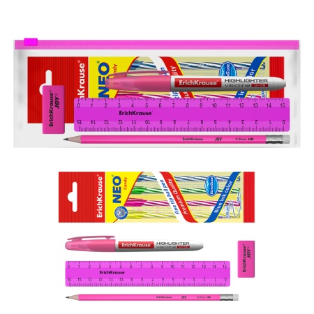 Набор в zip-пакете ErichKrauseR Neon Solid, розовый (в пакете по 12 шт.) 54542 - купить в интернет-магазине «Буратино»