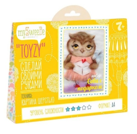 Картина из шерсти TOYZY TZ-P032 Сова с подарком 0 - купить в интернет-магазине «Буратино»
