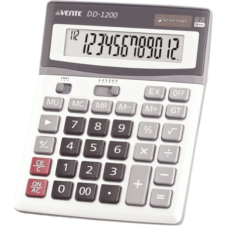 Калькулятор настольный "deVENTE" DD-1200, 140x178x46, 12 разрядный, черный - купить в интернет-магазине «Буратино»