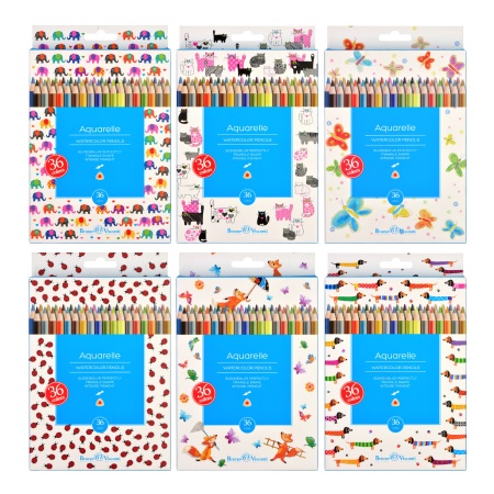 КАРАНДАШИ АКВАРЕЛЬНЫЕ "HappyColor", 36 ЦВ. 6 ВИДОВ 30-0069 - купить в интернет-магазине «Буратино»