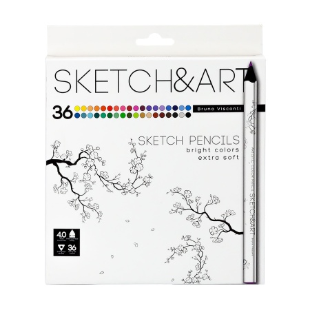 СКЕТЧ КАРАНДАШИ ЦВЕТНЫЕ "SKETCH&ART" УТОЛЩЕННЫЕ, ГРИФЕЛЬ 4 MM, 36 ЦВ. 30-0116 - купить в интернет-магазине «Буратино»