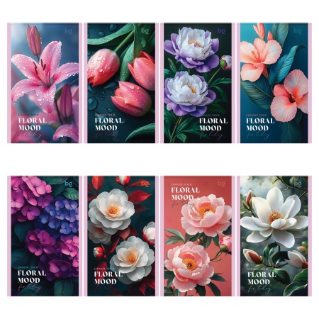 Блокнот А6 32л., на скрепке BG "Floral mood", блестки Б6ск32_бл 09427 - купить в интернет-магазине «Буратино»