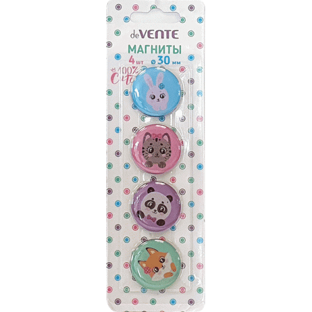 Магнит для доски офисной "deVENTE. 100% Cute" ? 30 мм, 4 шт - купить в интернет-магазине «Буратино»